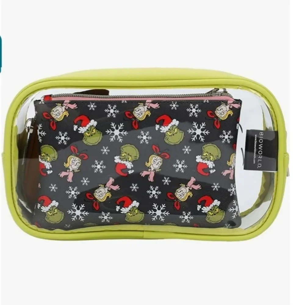 Bioworld Dr Seuss Grinch Travel Cosmetic Bags Set of 2 New with Tags